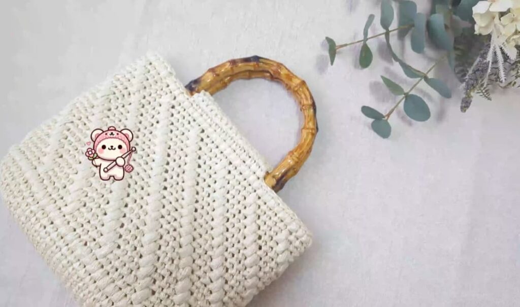 スズランテープバッグ  細編みメインで簡単♪斜め模様